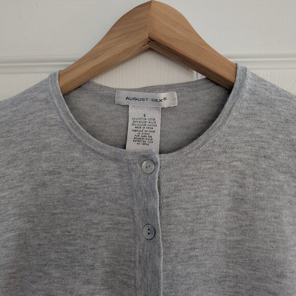 Cardigan sweater button up light grey size small - Picture 3 of 13